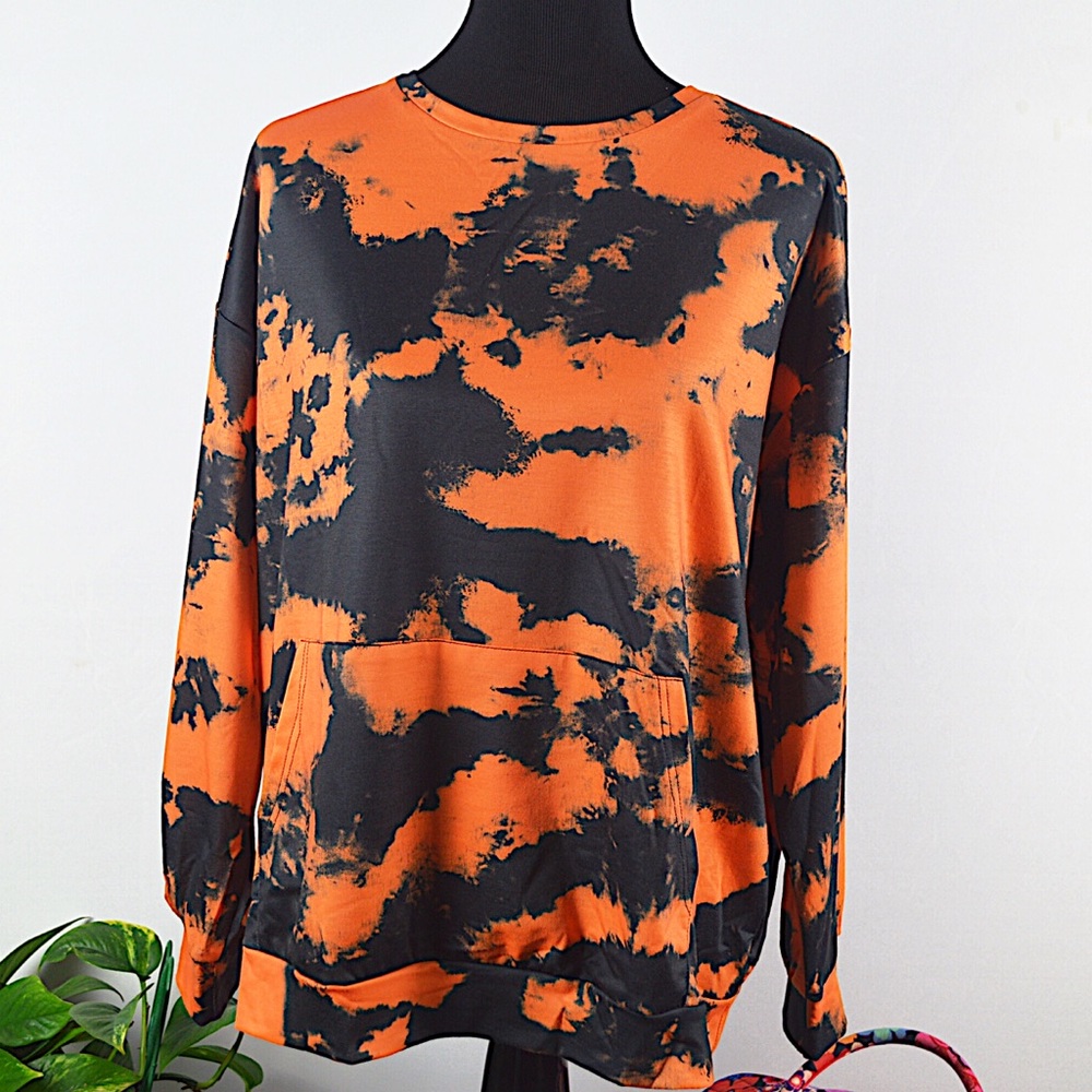 SHEIN Oversized Shirt Blk/Orange Size Medium